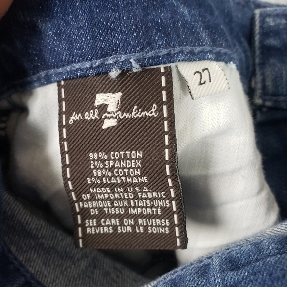 7FAMK Denim Pencil Skirt Ribbed Bottom Dark Wash Sz 27 - Picture 7 of 7